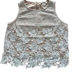 Sans Souci Blush Pink Tank with White Floral Crochet Overlay